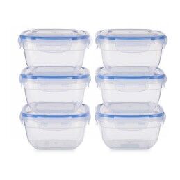 Leknes|Conjunto de Lancheiras Leknes 30103 Azul Transparente Plástico 900 ml 14,5 x 8,5 x 14,5 cm Hermético (8 Unidades)