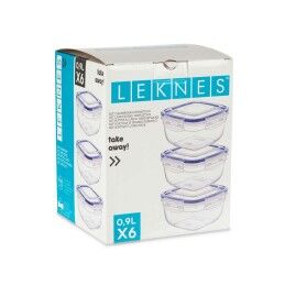 Leknes|Conjunto de Lancheiras Leknes 30103 Azul Transparente Plástico 900 ml 14,5 x 8,5 x 14,5 cm Hermético (8 Unidades)