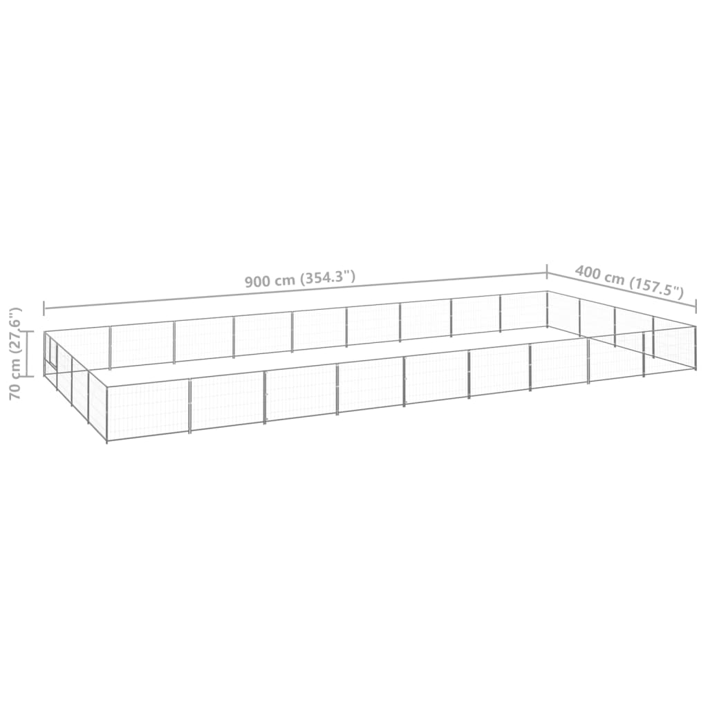 vidaXL Canil para cães 36 m² aço prateado