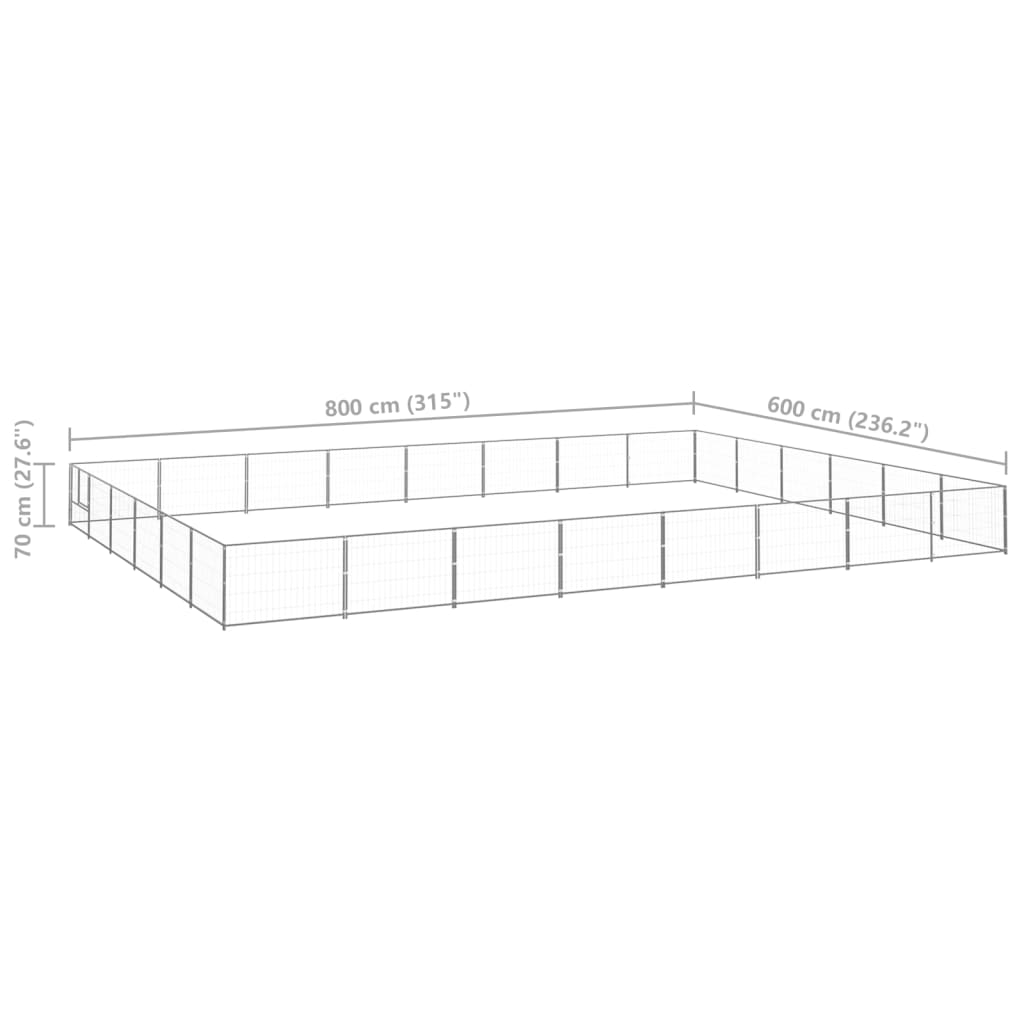 vidaXL Canil para cães 48 m² aço prateado