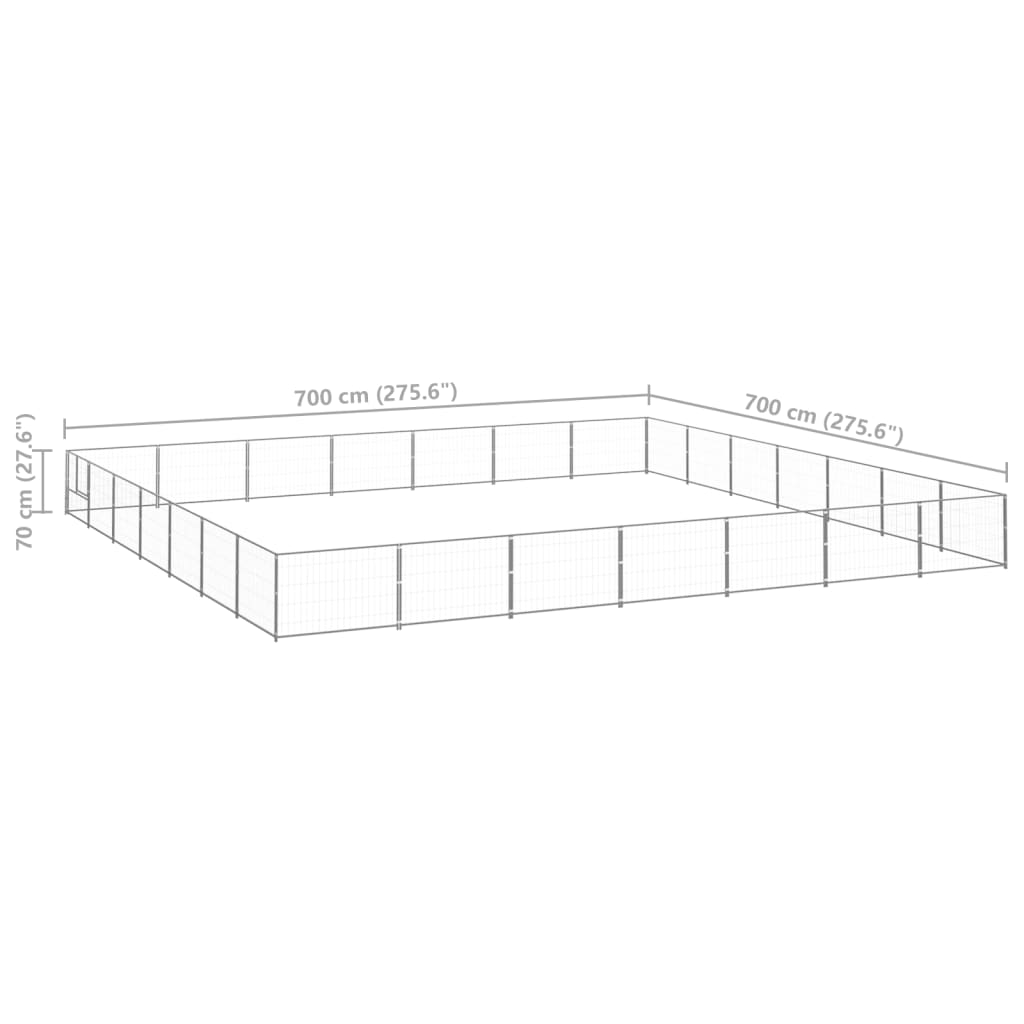 vidaXL Canil para cães 49 m² aço prateado