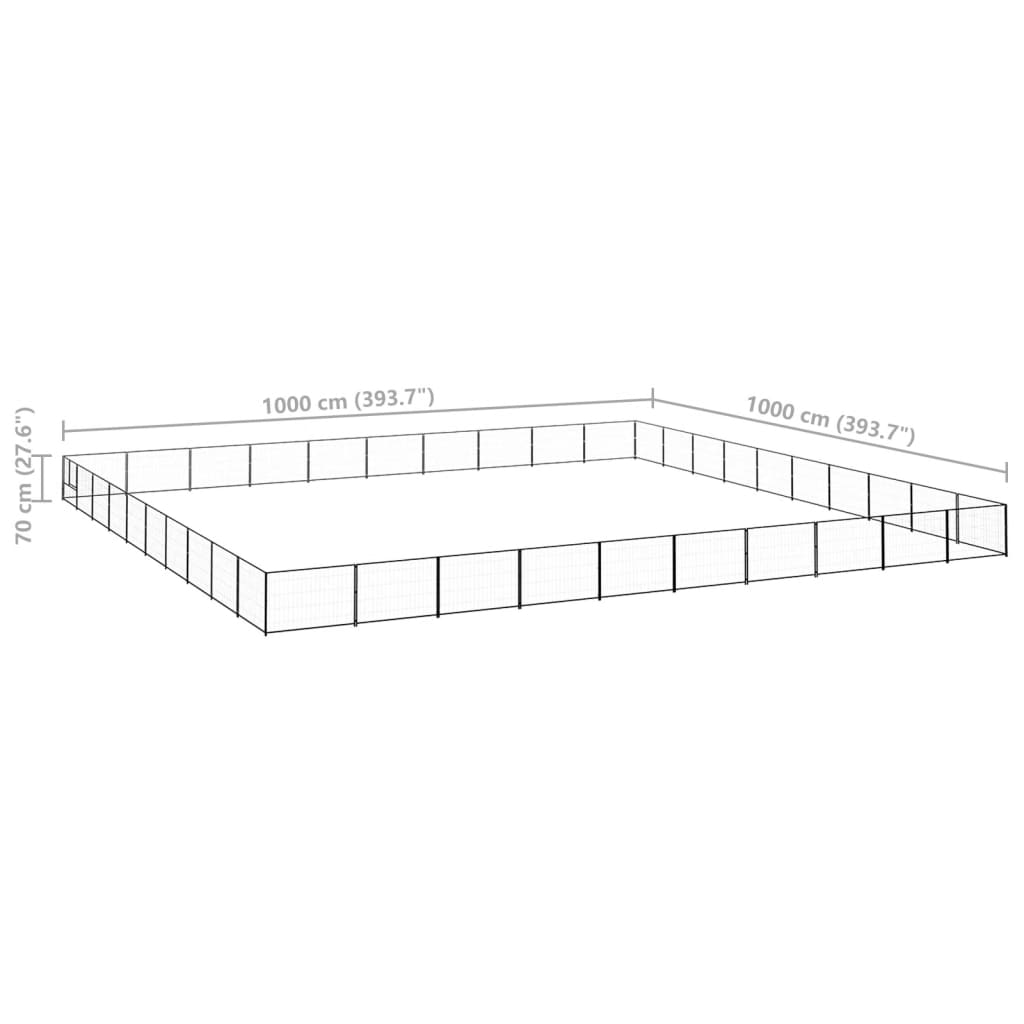 vidaXL Canil para cães 100 m² aço preto