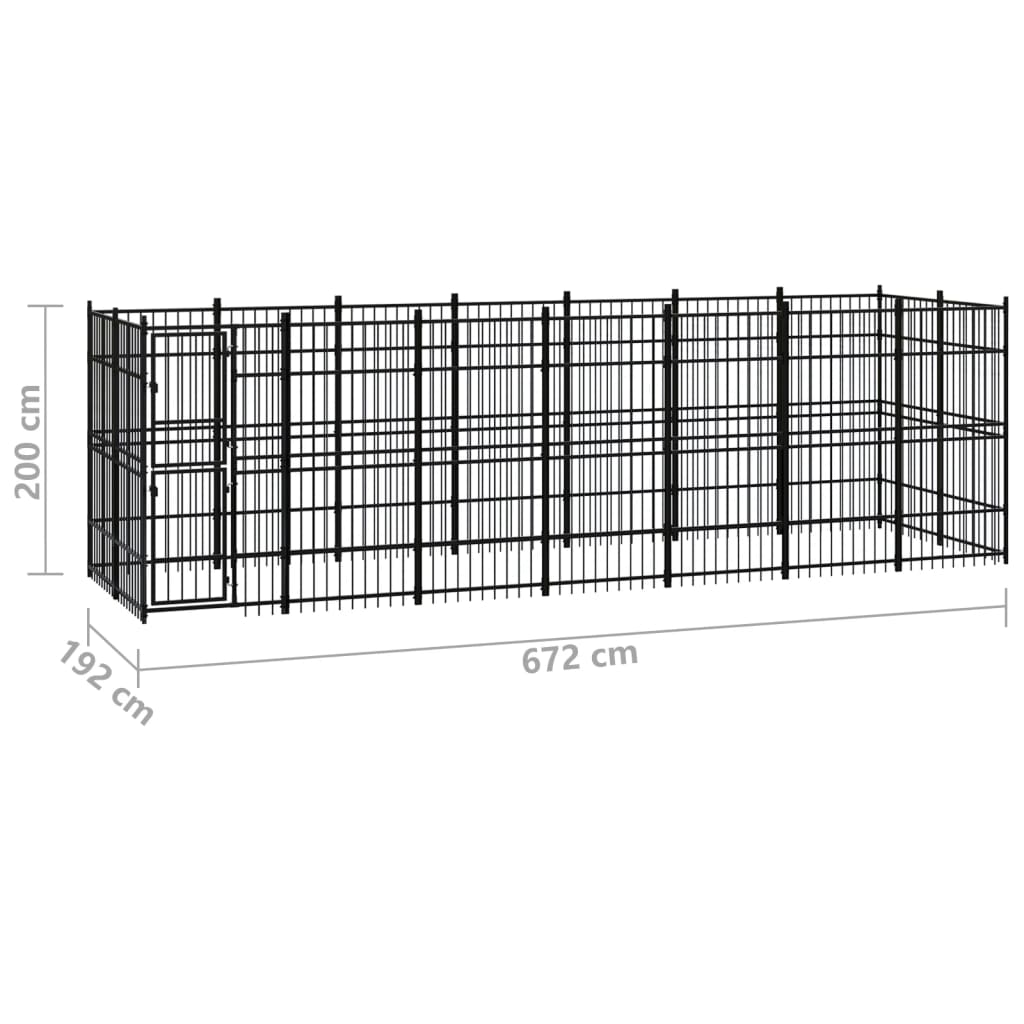 vidaXL Canil de exterior 12,9 m² aço