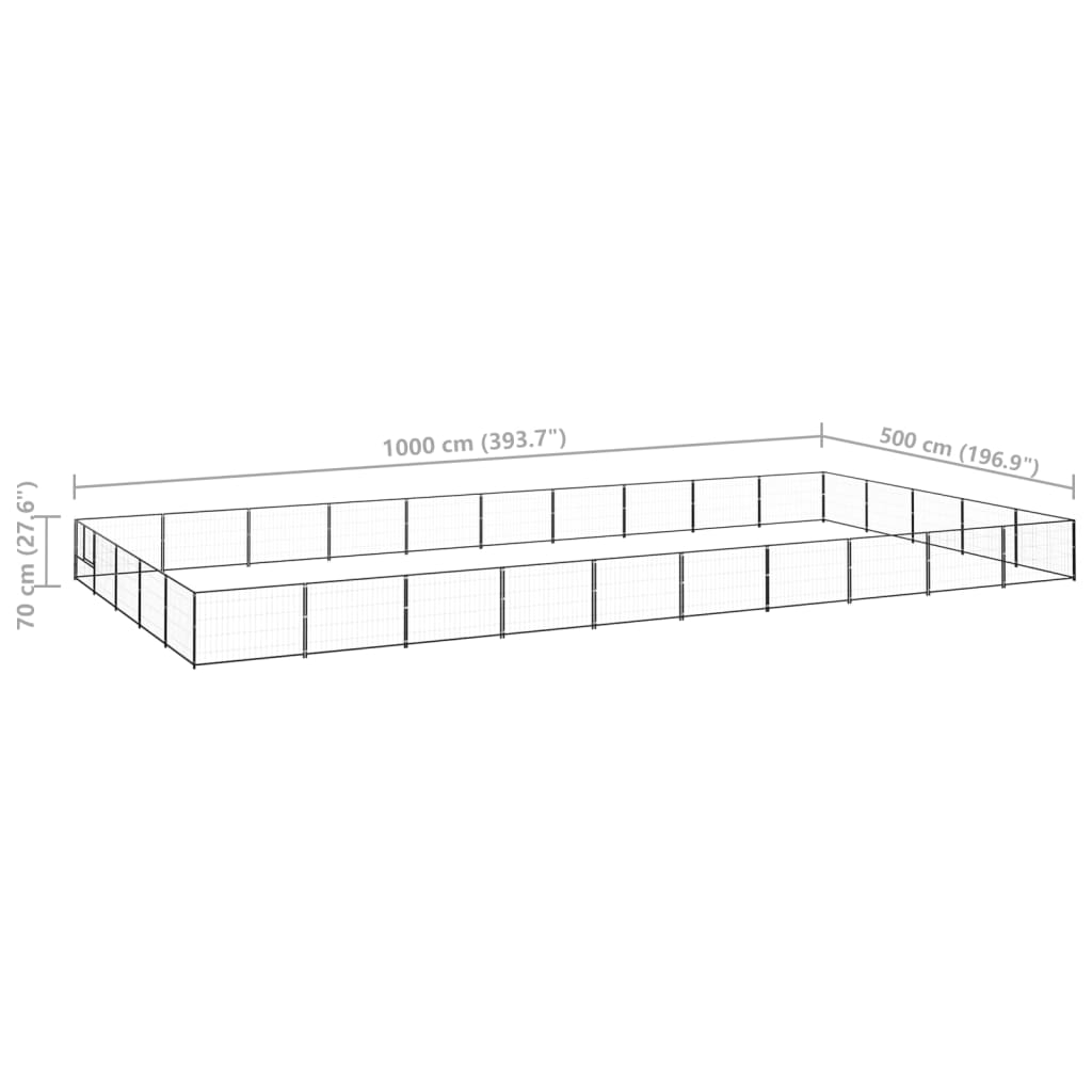 vidaXL Canil para cães 50 m² aço preto