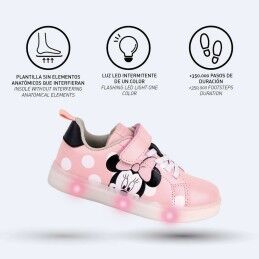 Minnie Mouse|Sapatilhas Desportivas com LED Minnie Mouse Velcro Cor de Rosa