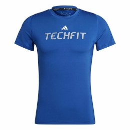 Camisola de Manga Curta Homem Adidas techfit Graphic Azul