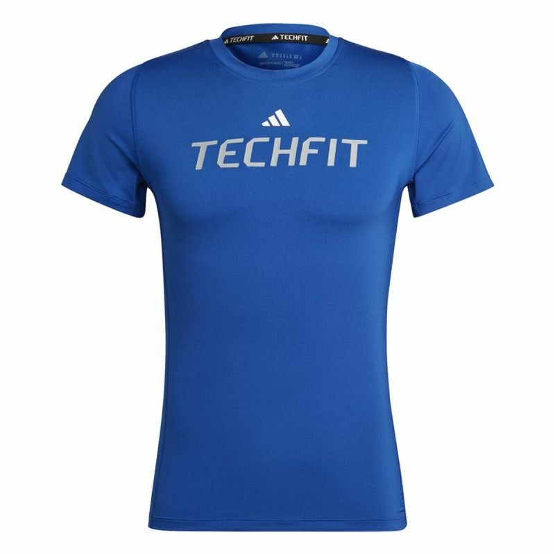 Camisola de Manga Curta Homem Adidas techfit Graphic Azul