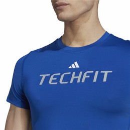 Camisola de Manga Curta Homem Adidas techfit Graphic Azul