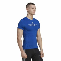 Camisola de Manga Curta Homem Adidas techfit Graphic Azul