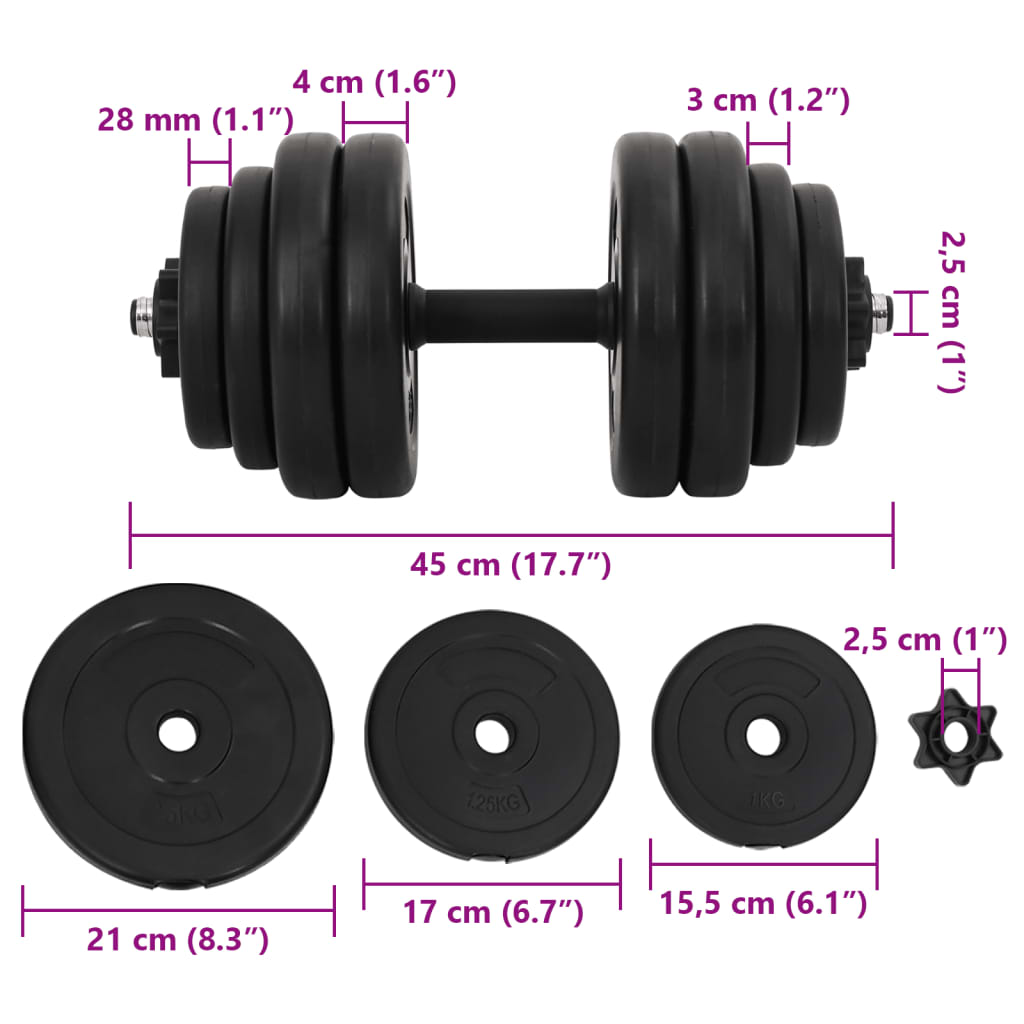 vidaXL Halteres 2x15 kg