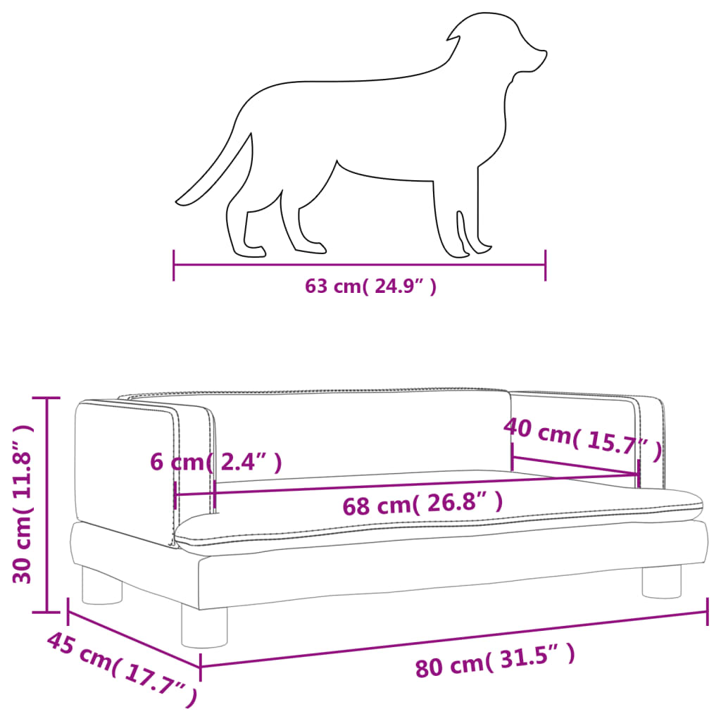 vidaXL Cama para cães 80x45x30 cm veludo castanho