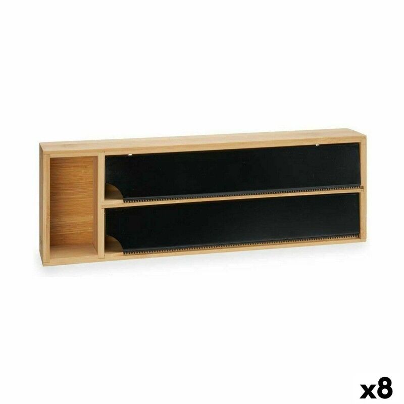 Kinvara|Dispensador de papel Kinvara JWKW-5153 (2) Preto Natural Bambu Aço inoxidável 40 x 7 x 13 cm Duplo (8 Unidades)