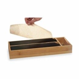 Kinvara|Dispensador de papel Kinvara JWKW-5153 (2) Preto Natural Bambu Aço inoxidável 40 x 7 x 13 cm Duplo (8 Unidades)