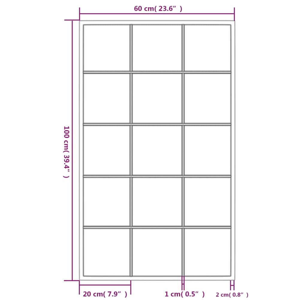 vidaXL Espelhos de parede 6 pcs 100x60 cm metal preto