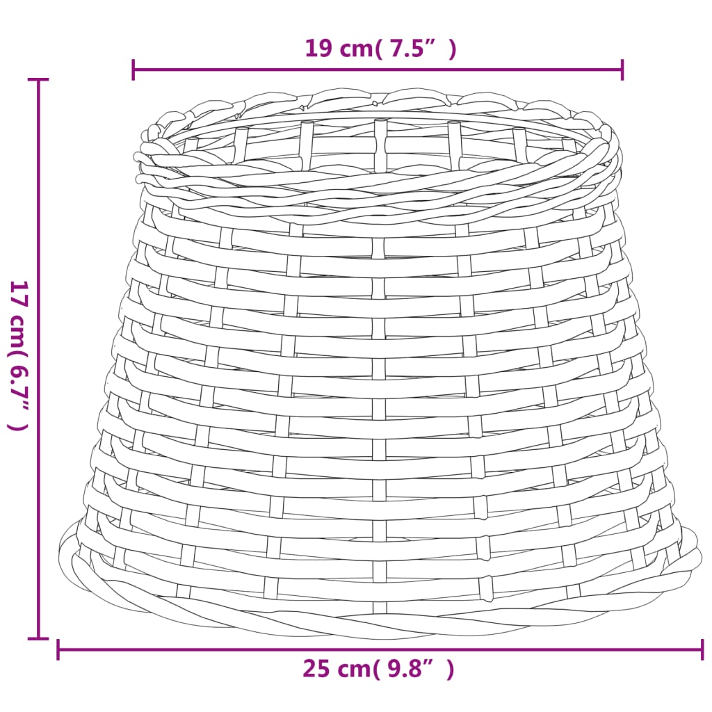 vidaXL Abajur Ø25x17 cm vime castanho