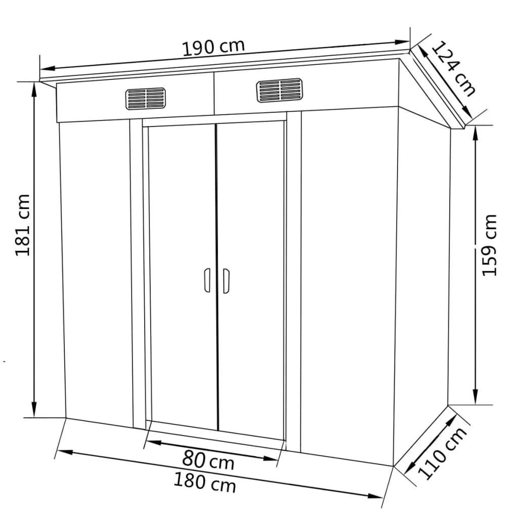 vidaXL Abrigo de jardim metal cinzento