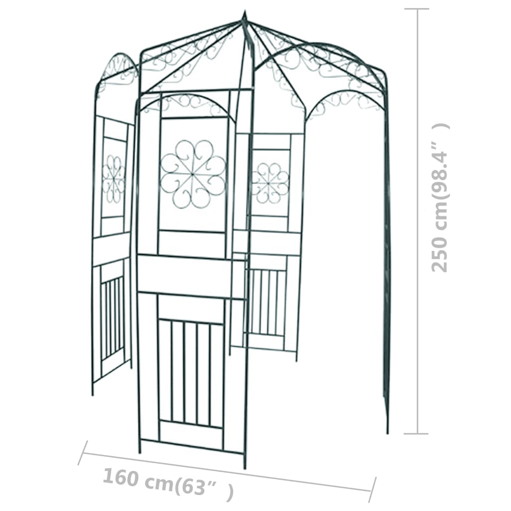 vidaXL Arco de jardim 250 cm verde escuro