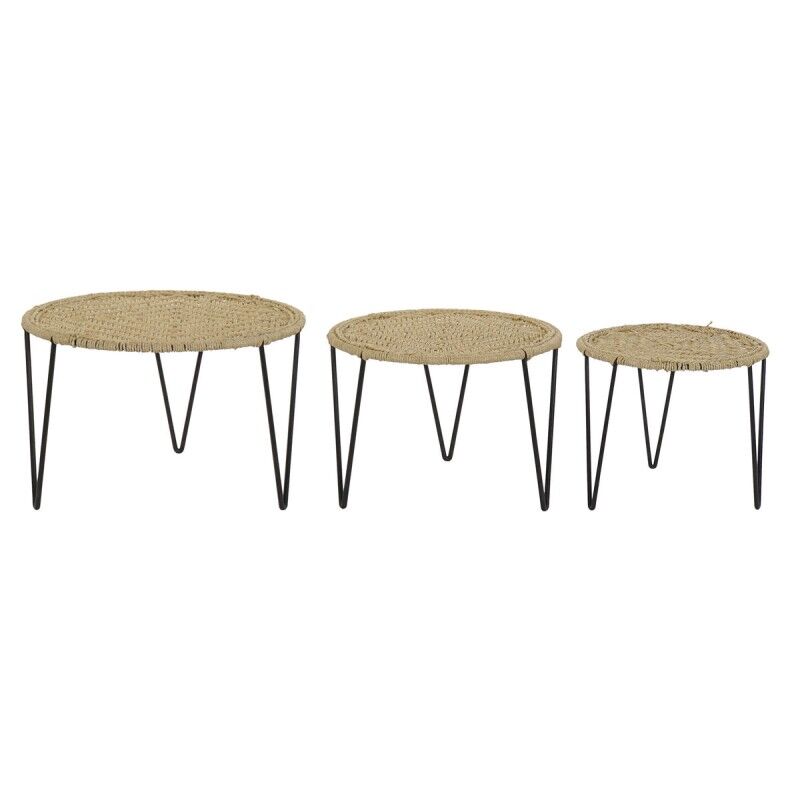 DKD Home Decor|Jogo de 3 mesas DKD Home Decor Castanho Preto Natural 62 x 62 x 40 cm 62 x 62 x 40,5 cm