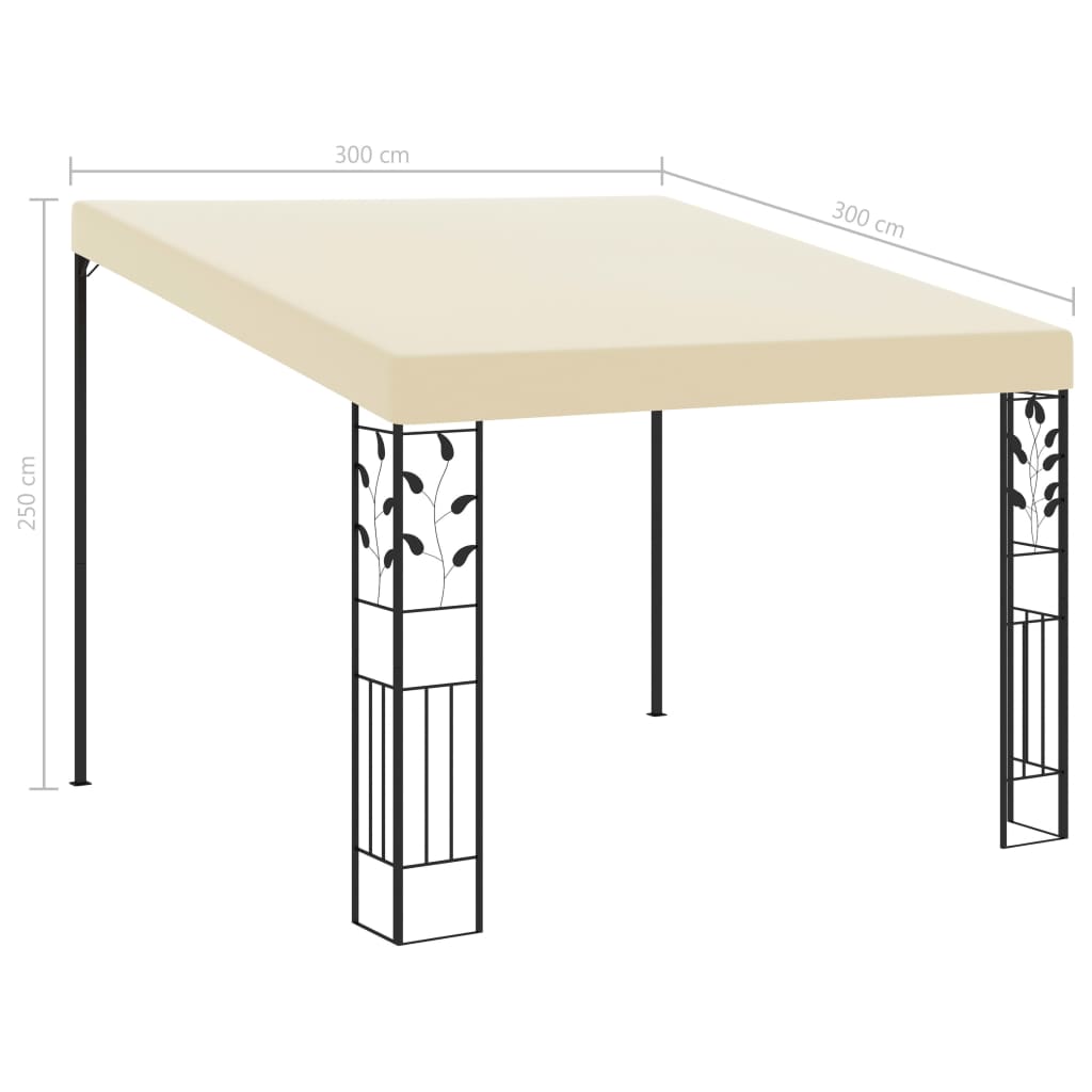 vidaXL Gazebo de parede 3x3x2,5 m creme