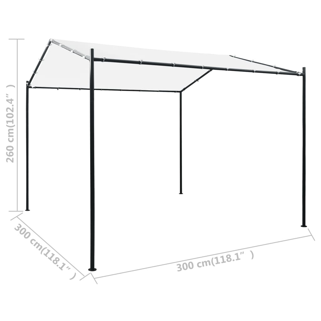 vidaXL Gazebo 3x3x2,6 m 180 g/m² branco