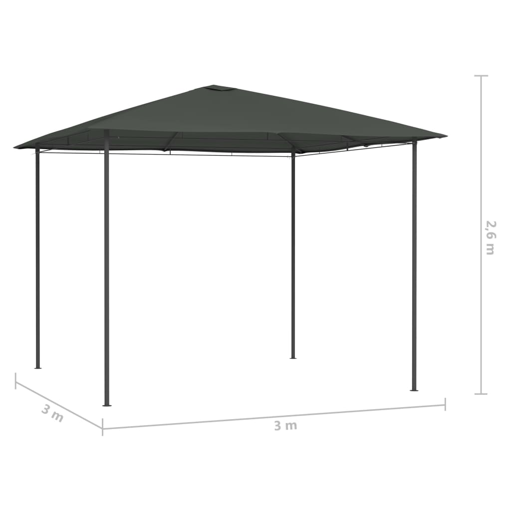 vidaXL Gazebo 3x3x2,6 m 160 g/m² antracite