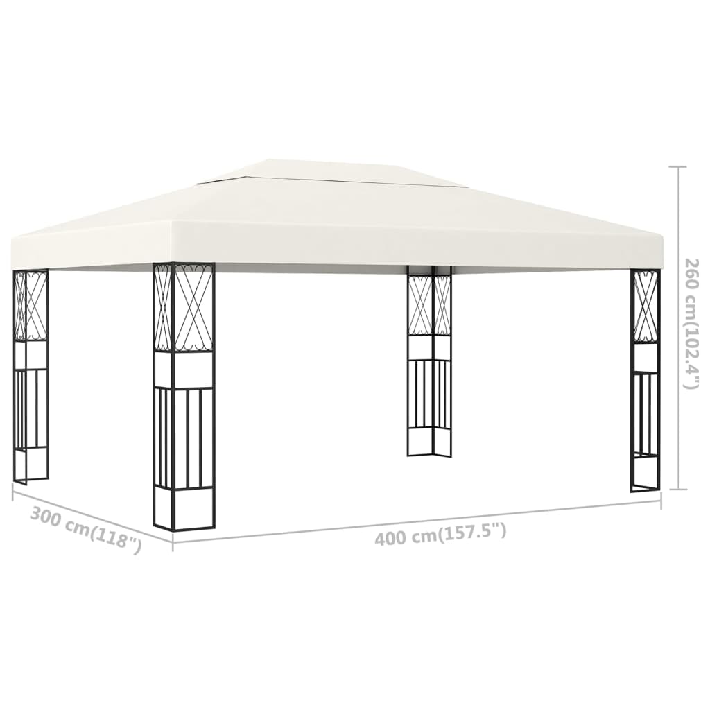 vidaXL Gazebo 3x4 m tecido creme