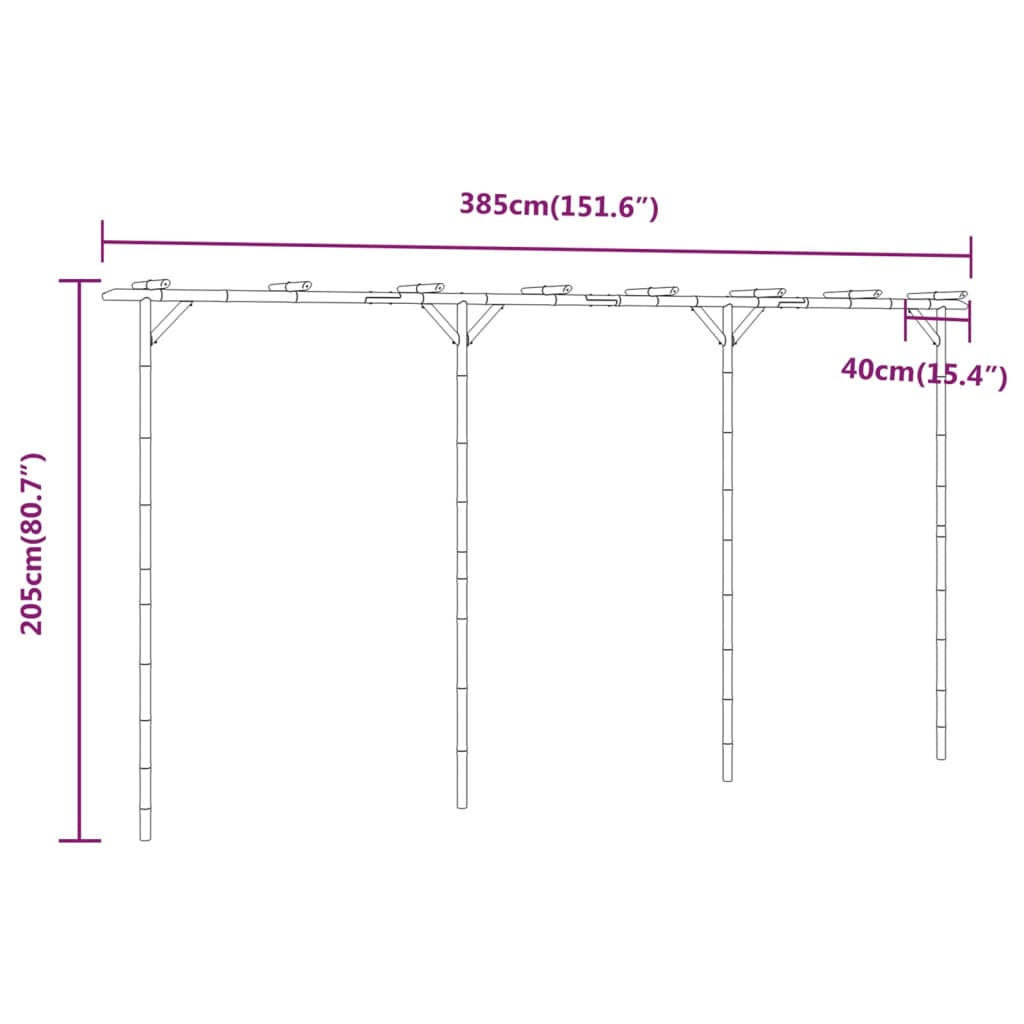 vidaXL Pérgola de bambu 385x40x205 cm