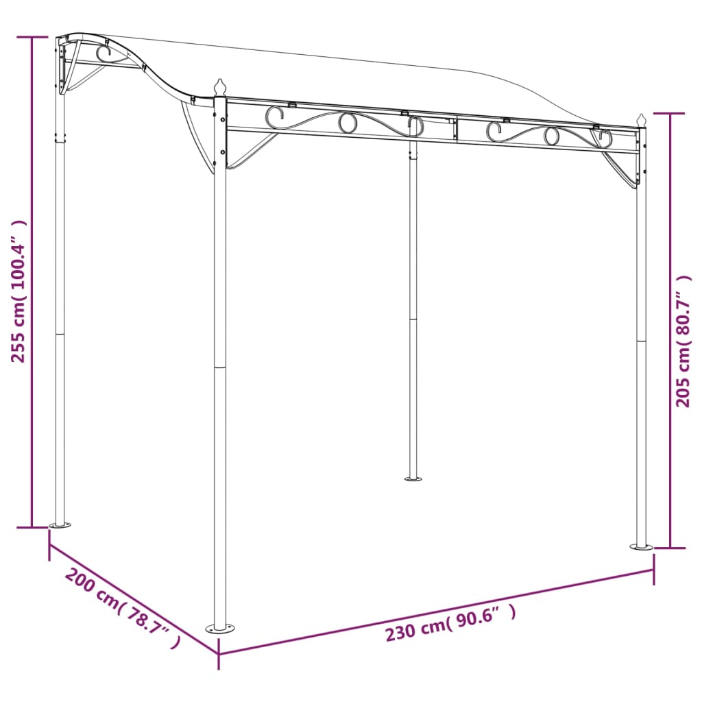 vidaXL Toldo 2x2,3 m 180 g/m² tecido e aço cor creme