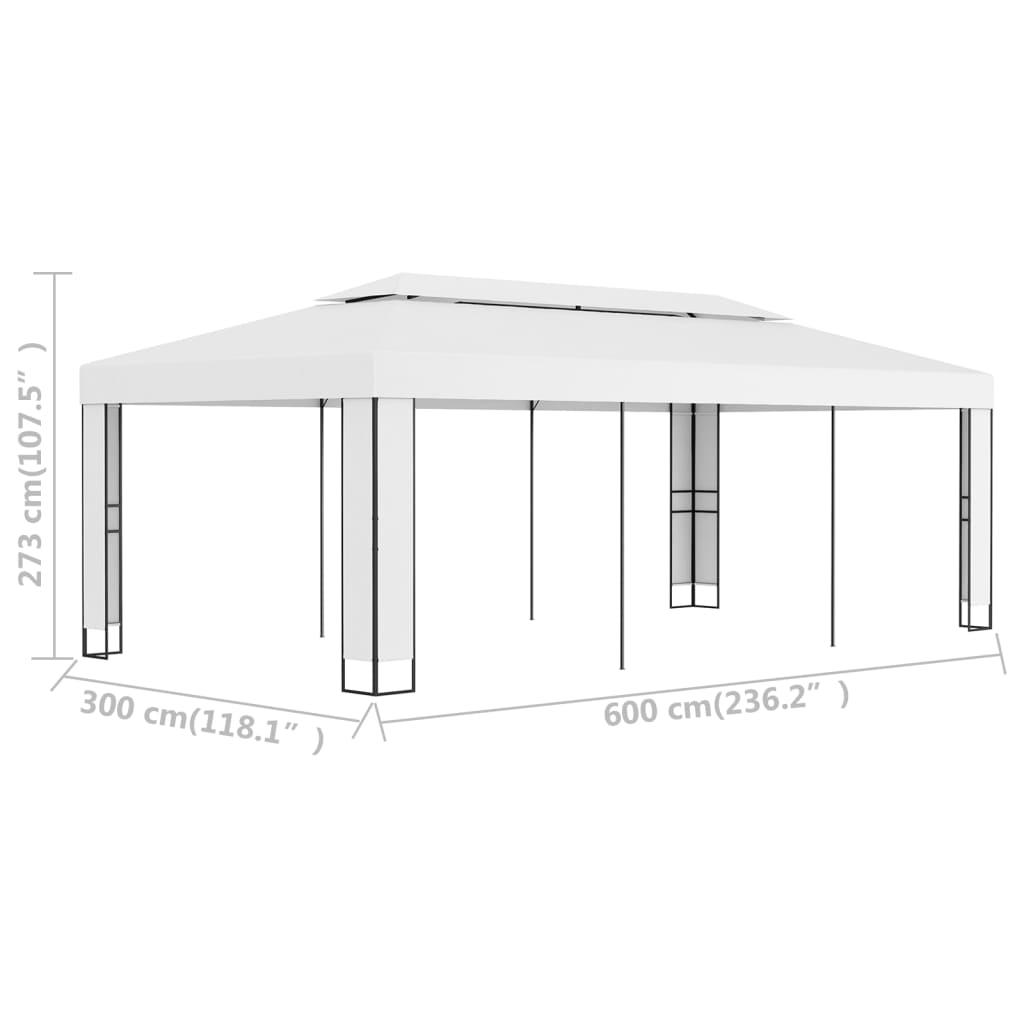 vidaXL Gazebo com telhado duplo 3x6 m branco