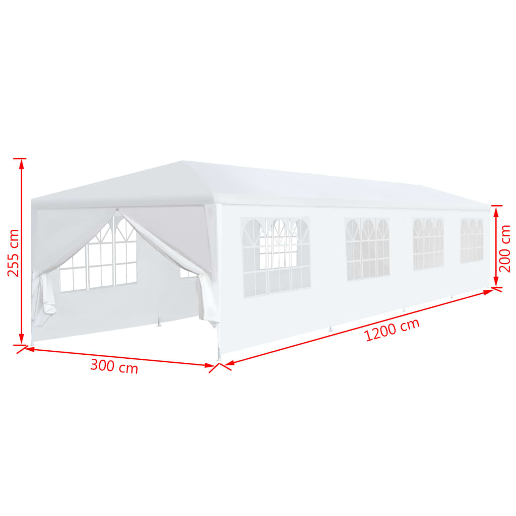 vidaXL Tenda de jardim 3x12 m branco