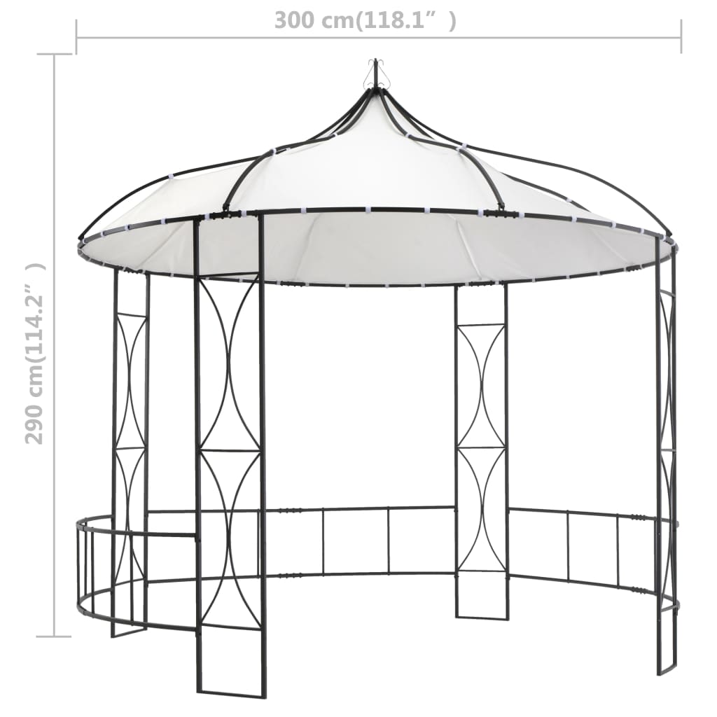 vidaXL Gazebo redondo 300x290 cm branco