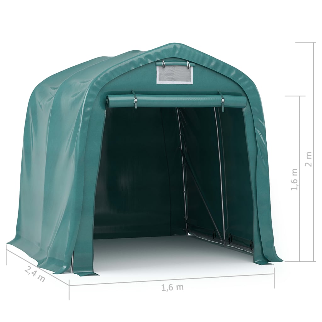 vidaXL Tenda de garagem em PVC 1,6x2,4 m verde