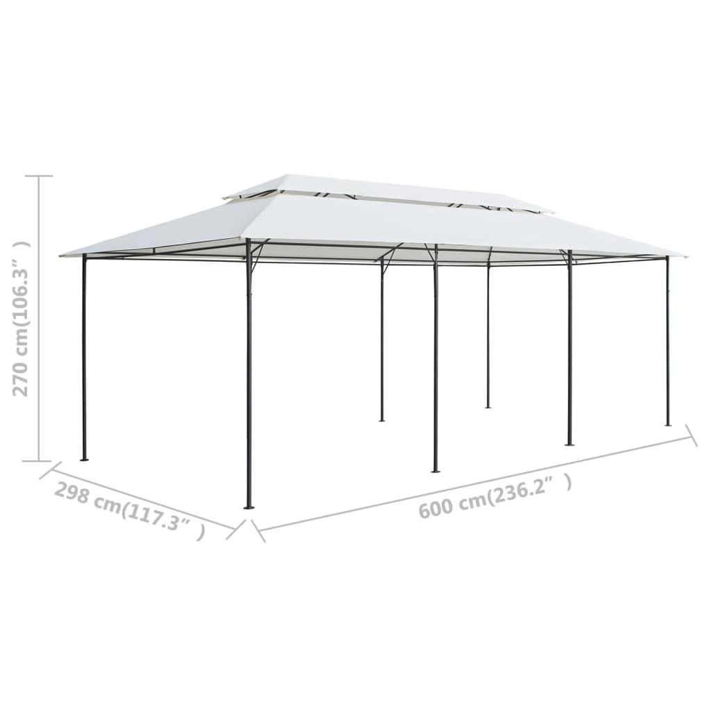 vidaXL Gazebo 600x298x270 cm 180g/m² branco