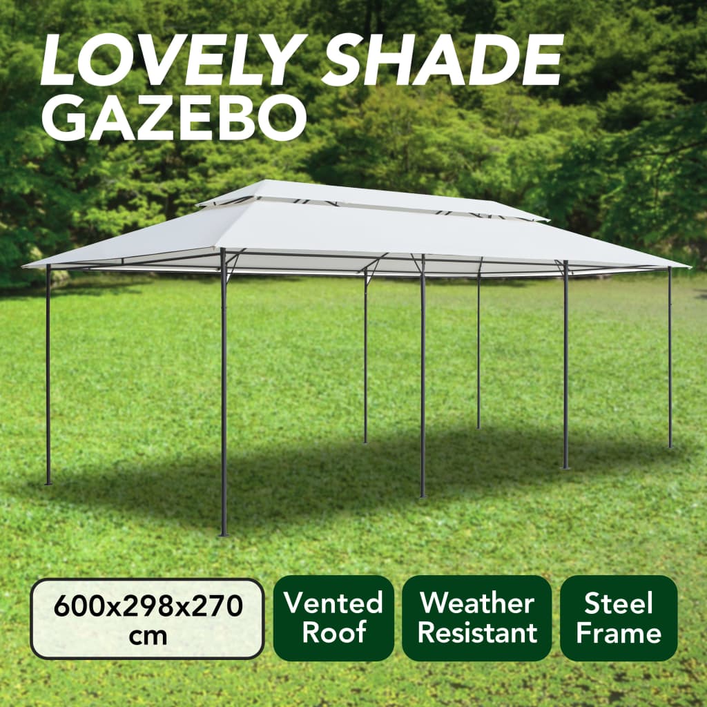 vidaXL Gazebo 600x298x270 cm 180g/m² branco