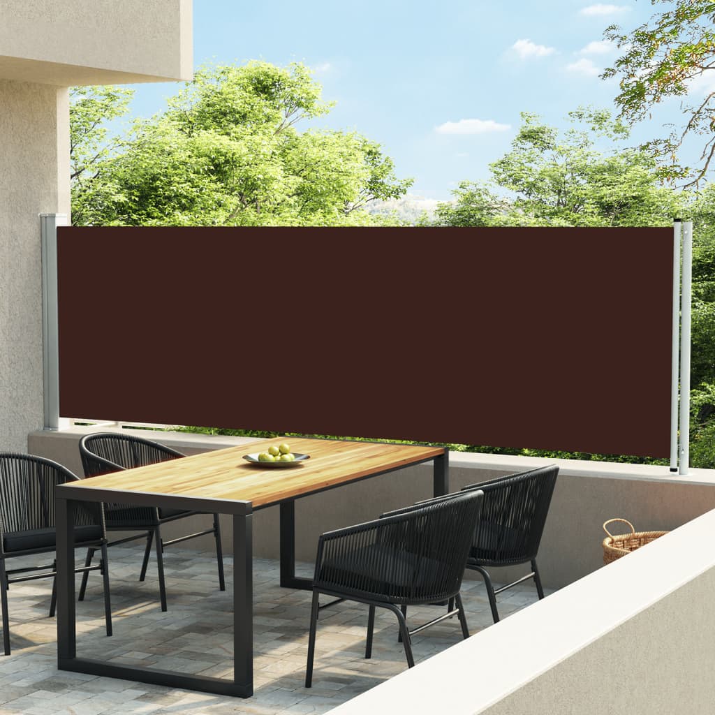 vidaXL Toldo lateral retrátil para pátio 140x600 cm castanho