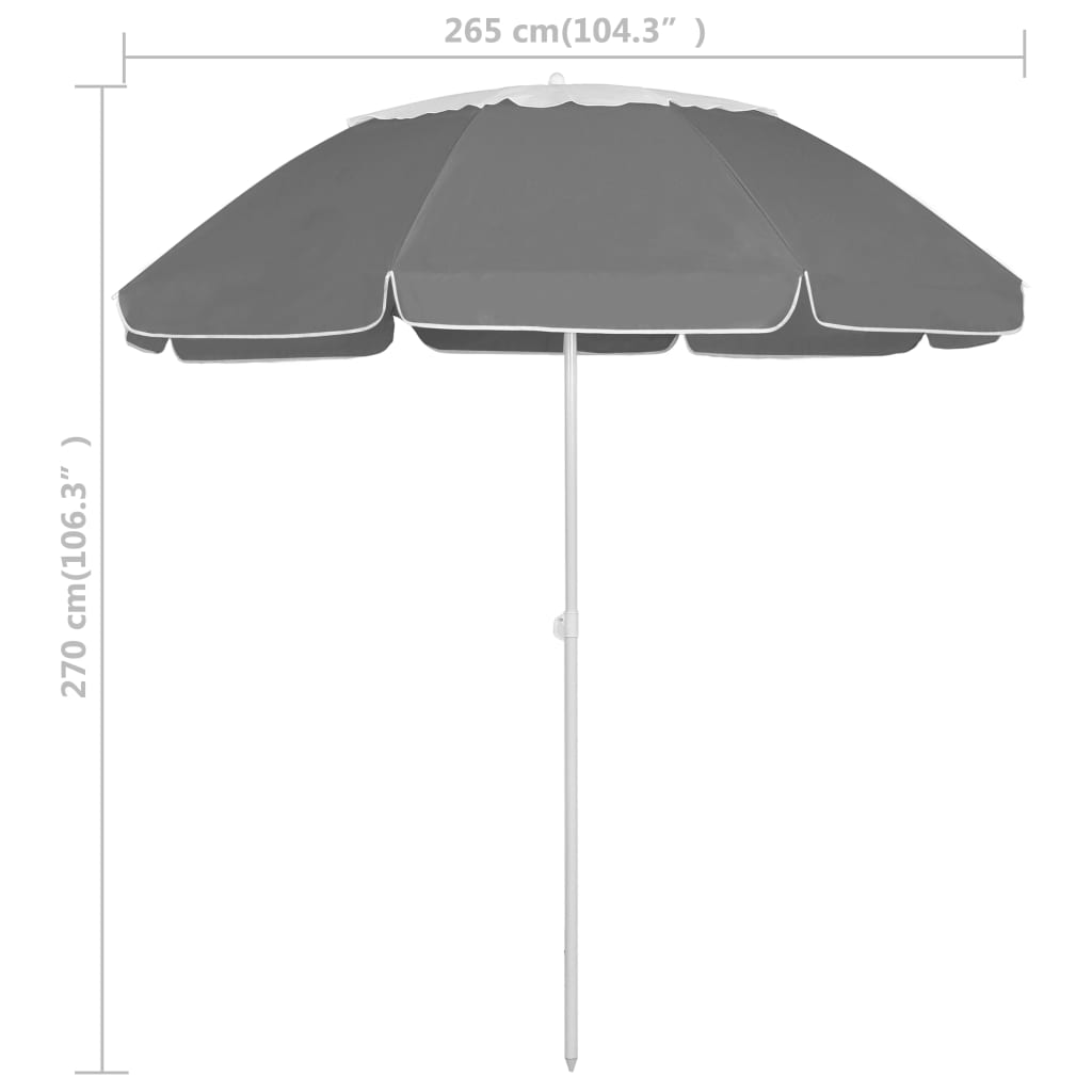 vidaXL Guarda-sol de praia 300 cm antracite