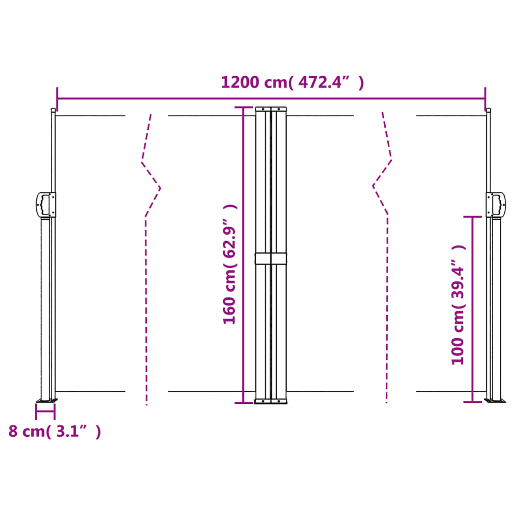 vidaXL Toldo lateral retrátil 160x1200 cm azul