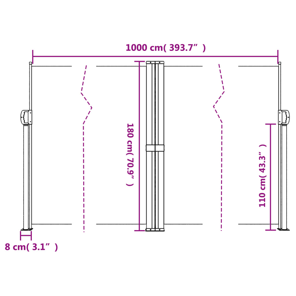 vidaXL Toldo lateral retrátil 180x1000 cm azul