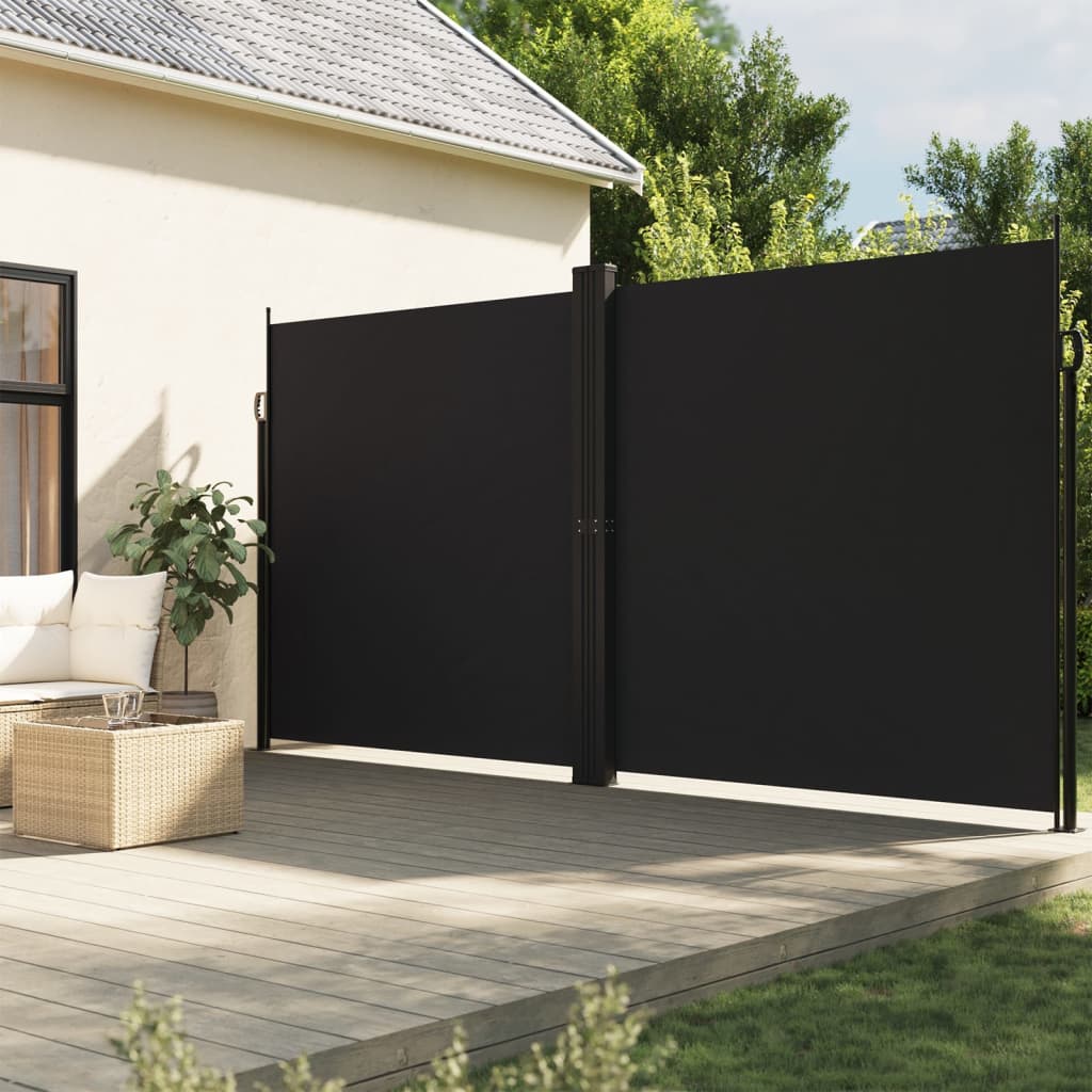 vidaXL Toldo lateral retrátil 200x1000 cm preto