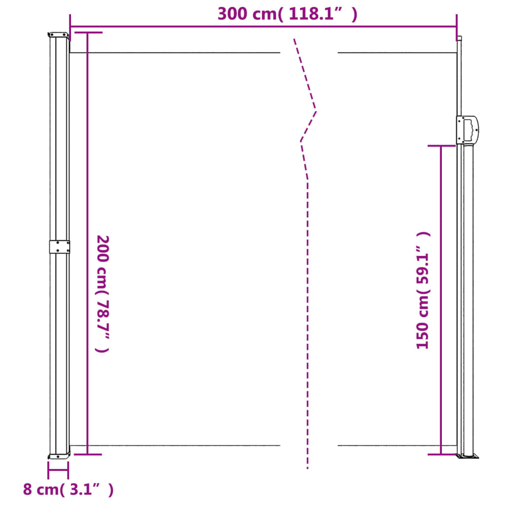 vidaXL Toldo lateral retrátil 200x300 cm azul