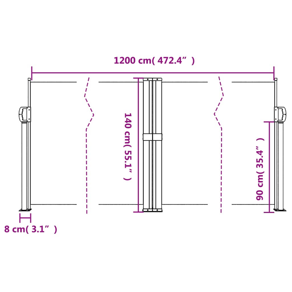 vidaXL Toldo lateral retrátil 140x1200 cm azul