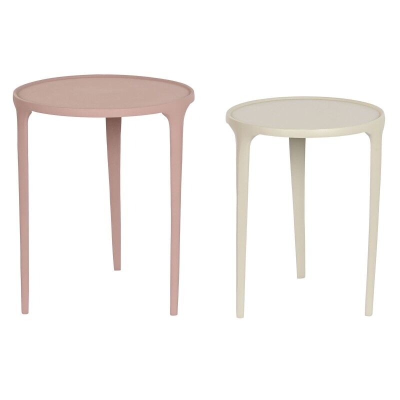 DKD Home Decor|Conjunto de 2 mesas DKD Home Decor Bege Cor de Rosa 40 x 40 x 50 cm DKD Home Decor|Conjunto de 2 mesas DKD Home Decor Bege Cor de Rosa 40 x 40 x 50 cm