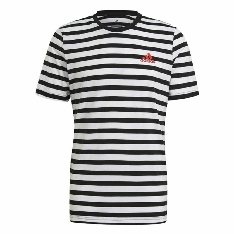 Camisola de Manga Curta Homem Essentials Stripey Adidas Embroidered Logo Preto