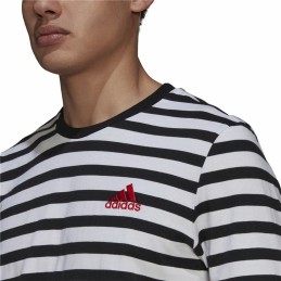 Camisola de Manga Curta Homem Essentials Stripey Adidas Embroidered Logo Preto