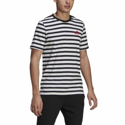 Camisola de Manga Curta Homem Essentials Stripey Adidas Embroidered Logo Preto