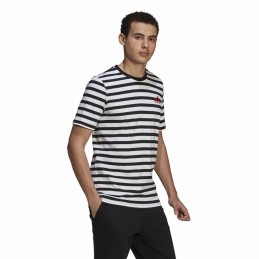 Camisola de Manga Curta Homem Essentials Stripey Adidas Embroidered Logo Preto