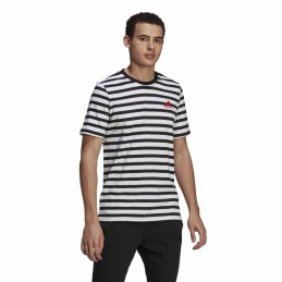 Camisola de Manga Curta Homem Essentials Stripey Adidas Embroidered Logo Preto