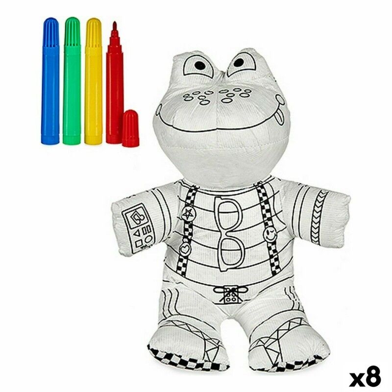 Pincello|Peluche para colorir Pincello ST342 Branco Preto 18 x 10 x 24 cm Rã (8 Unidades)