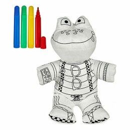 Pincello|Peluche para colorir Pincello ST342 Branco Preto 18 x 10 x 24 cm Rã (8 Unidades)