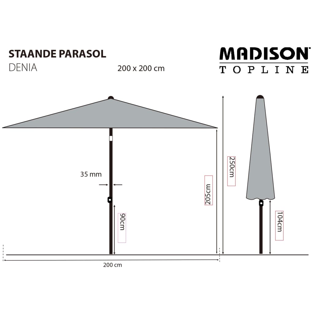 Madison Guarda-sol Denia 200x200 cm verde